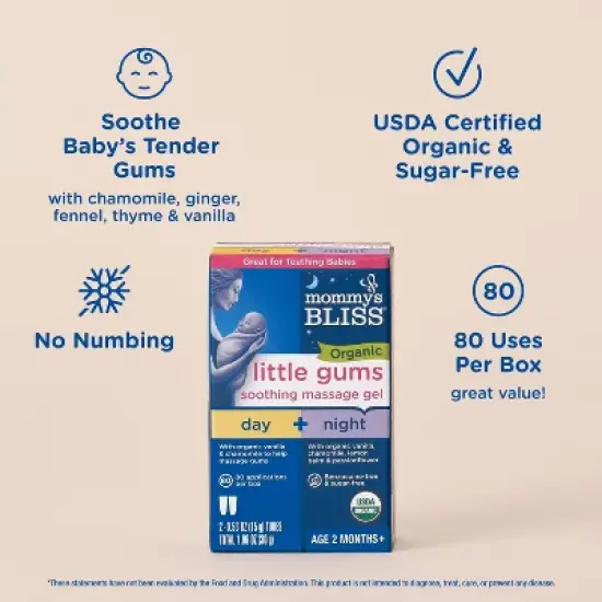 Mommy's Bliss Organic Little Gums Soothing Massage Gel Day & Night Combo - 2ct/1.06oz image {3}
