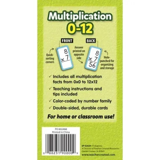 Edupress Multiplication Flash Cards, All Facts 0-12 image {2}