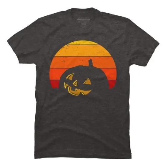 Men's Design By Humans Vintage Retro Sunset Halloween Pumpkin I By lemonpepper T-Shirt image {8}
