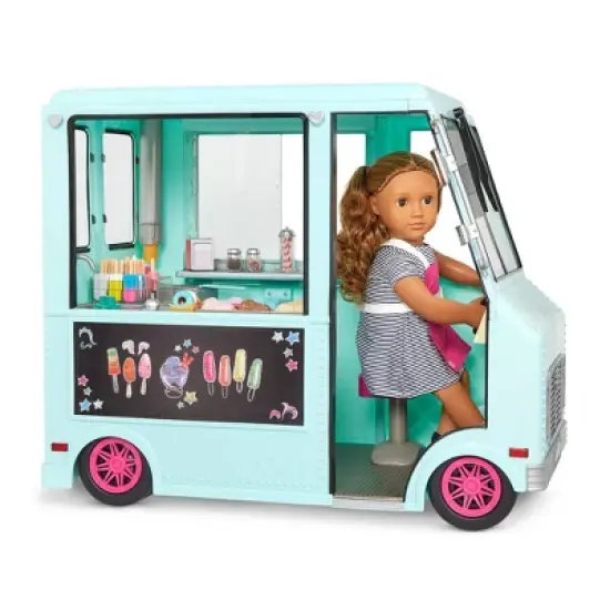 Our Generation Sweet Stop Ice Cream Truck with Electronics for 18" Dolls - Light Blue image {5}