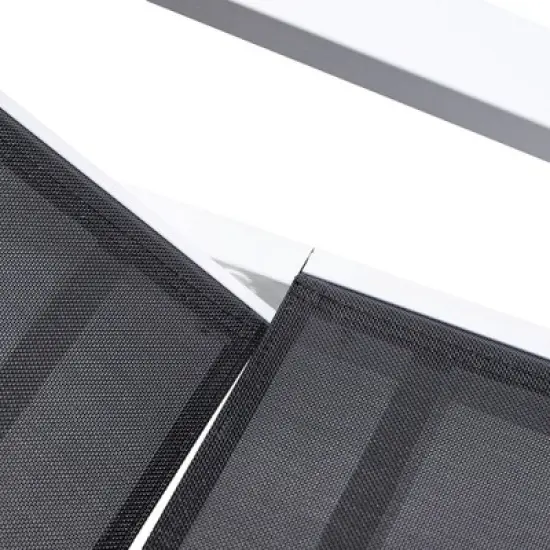 LeisureMod Marlin Patio Sling Chaise Lounge Chair With Arms in White Aluminum image {7}