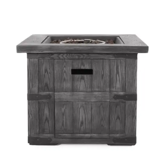 Finethy Outdoor 40000 BTU Light Weight Concrete Square Fire Pit Wood Gray - Christopher Knight Home image {8}