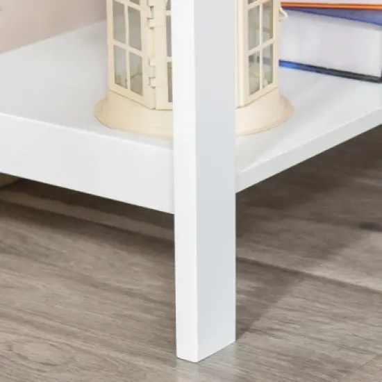 HOMCOM Buffet Sideboard Storage Cabinet with Slat Double Doors, Enclosed Adjustable Shelf and Open Bottom Shelf, White image {4}