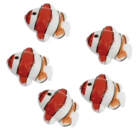 Unique Bargains Plastic Fish Shape Aquarium Ornament Red White 5 Pcs image {2}