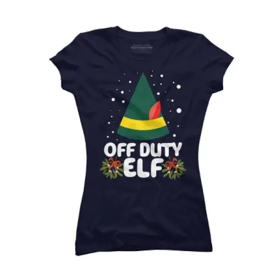Junior's Design By Humans Off Duty Elf Christmas By Thingsandthings T-Shirt image {4}