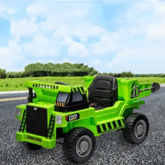 Ride On Dump Truck, Ride On Car with Remote Control, 12V 4WD Kids Electric Car, Ride On Toys with Electric Dump Bed and Shovel, Two Speeds, Music image {3}