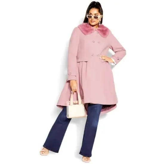 Women's Plus Size Grandiose Coat - blush | CITY CHIC image {3}