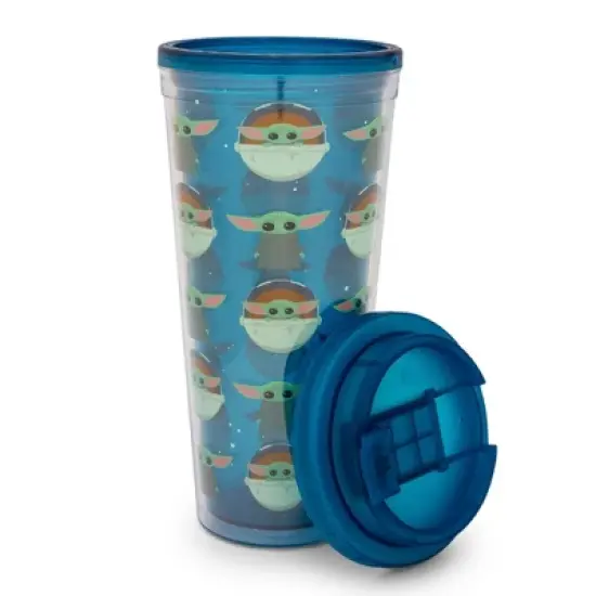 Silver Buffalo Star Wars: The Mandalorian Grogu Plastic Travel Tumbler | Holds 24 Ounces image {1}