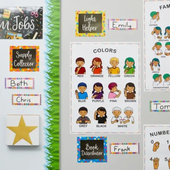 Bright Creation Sign Language Posters for Kids, Teacher Classroom Supplies (13 x 17 In, 8 Pack) image {1}