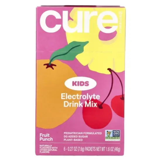 Cure Hydration Kids, Electrolyte Drink Mix, Fruit Punch, 6 Packets, 0.27 oz (7.6 g) Each image {3}