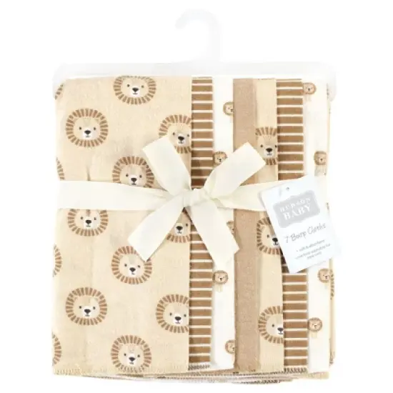 Hudson Baby Cotton Flannel Burp Cloths, Brave Lion 7-Pack, One Size image {1}