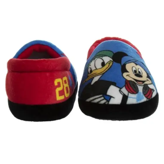 Disney Mickey Mouse Slippers - Kids Cozy Plush Fuzzy Lightweight Warm Comfort Soft House Shoes - blue and red (size 5-12 Toddler - Little Kid) image {4}