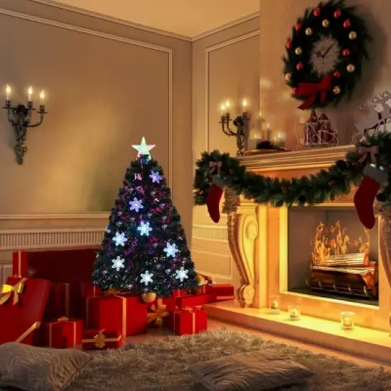 Costway 3FT Pre-Lit Fiber Optic Artificial Christmas Tree with Multicolor Led Lights image {2}