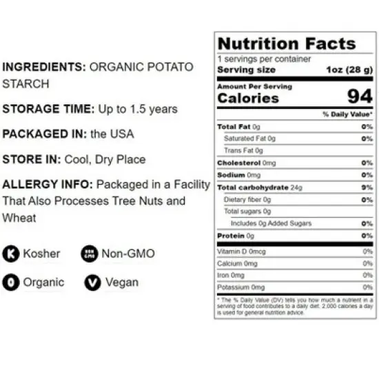 Organic Potato Starch - Unmodified Powder, Non-GMO, Pure Flour, Kosher, Vegan image {3}