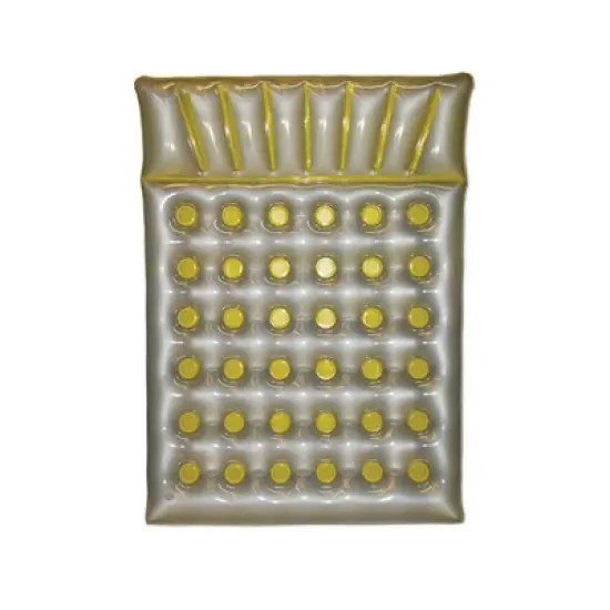 Swim Central 78" Classic French Pocket Inflatable 2-Person Swimming Pool Mattress - Yellow/Gray image {1}