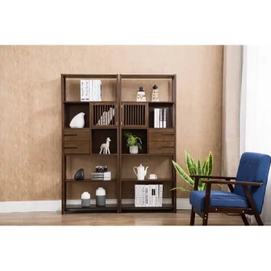 Selma Bamboo Bookcase Right Facing Spindle Cabinet - Boraam image {7}