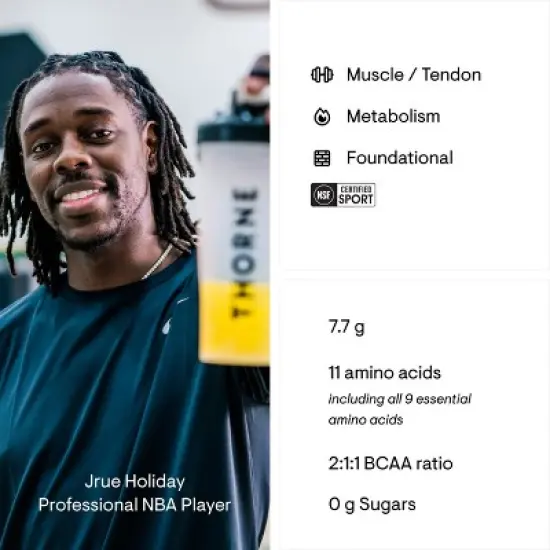 THORNE Amino Complex - Clinically-Validated EAA and BCAA Powder for Pre or Post-Workout - NSF Certified for Sport - Lemon Flavor - 8 Oz - 30 Servings image {3}