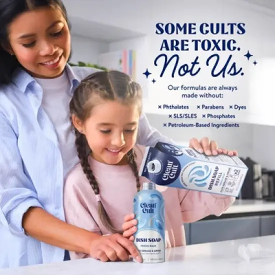 Cleancult Liquid Dish Soap - Refillable Aluminum Bottle - Fresh Rain - 16 fl oz image {3}