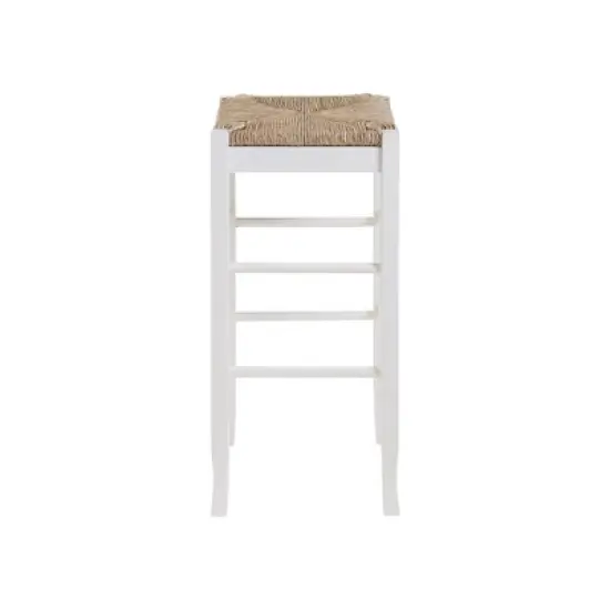 Rush Seat Hardwood Barstool White - Boraam image {2}
