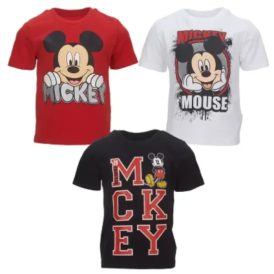 Disney Mickey Mouse Toddler Boys 3 Pack Graphic T-Shirt White/ Red/ Black  image {5}