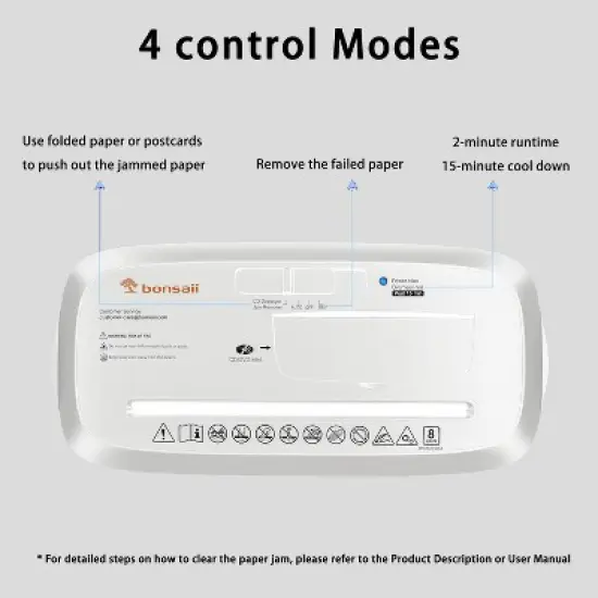 Bonsaii 8-Sheet Strip-Cut Shredder for Home Use, Shreds CDs/Credit Cards, Overheat Protection, 3.4 Gal Wastebasket for Home Office image {3}