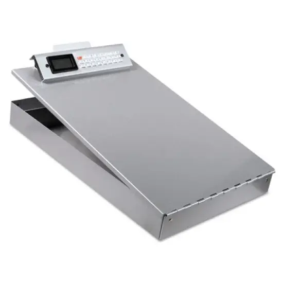 Saunders Redi-Rite Aluminum Storage Clipboard with Calculator, 1" Clip Capacity, Holds 8.5" x 11" Sheets, Silver image {2}
