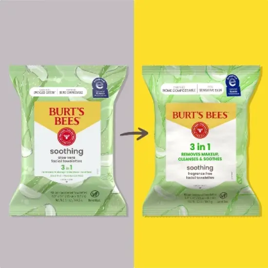 Burt's Bees Facial Cleansing Towelettes Unscented Makeup Remover Wipes - 30ct image {2}
