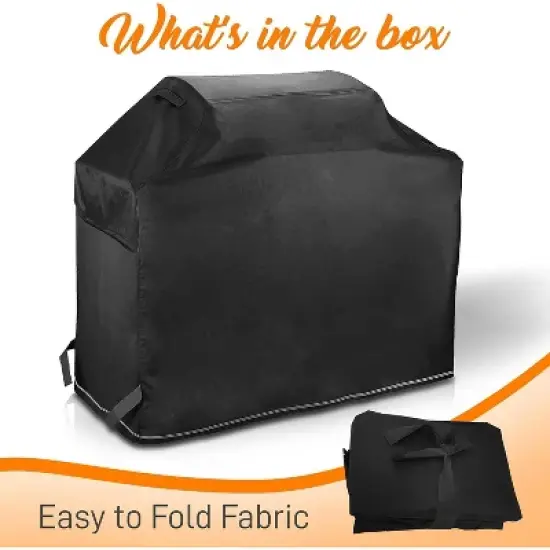 SereneLife Heavy Duty Waterproof BBQ Grill Cover - UV Resistant with Fabric Handles & Fastening Straps - SLGCS image {7}