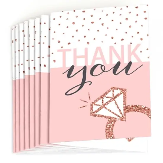 Big Dot of Happiness Bride Squad - Rose Gold Bridal Shower or Bachelorette Party Thank You Cards (8 count) image {1}