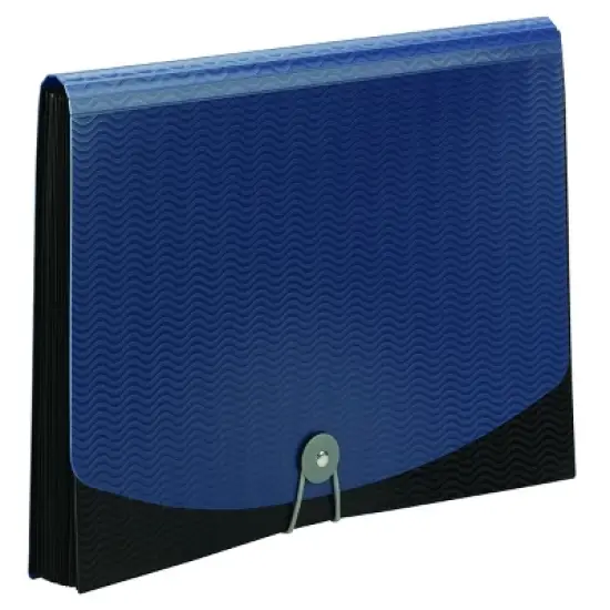 Smead Poly Expanding File, 12 Dividers, Flap and Cord Closure, Letter Size, Wave Pattern Blue/Black (70863) image {2}