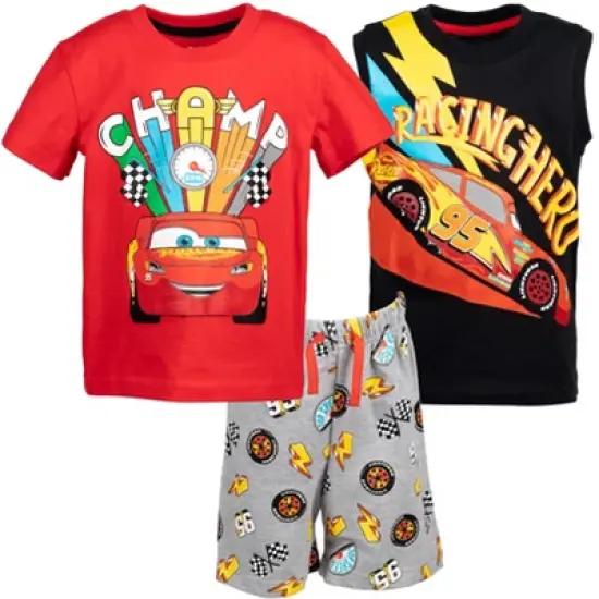 Disney Lion King Pixar Toy Story  Mickey Mouse Goofy T-Shirt Tank Top and Shorts 3 Piece Outfit Set Toddler to Big Kid image {12}