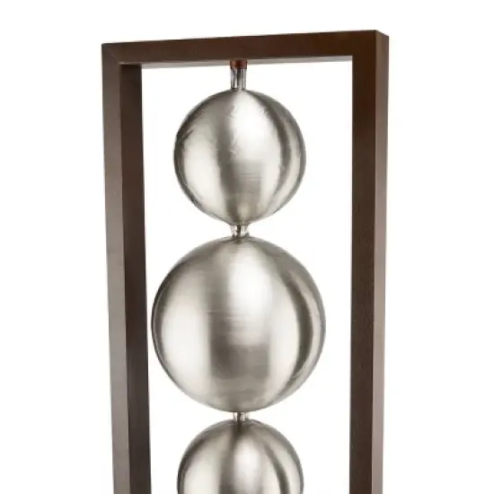 55" Metal Modern Column Fountain with Stainless Steel Orbs Silver/Brown - Alpine Corporation image {5}