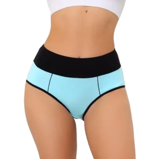 Allegra K Women's High Waist Tummy Control Color-Block Available in Plus Size Brief image {6}