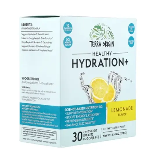 Terra Origin Healthy Hydration+, Lemonade, 30 On The Go Packets, 0.20 oz (5.8 g) Each image {4}