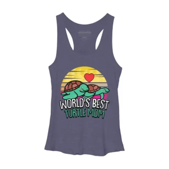 Women's Design By Humans World's Best Turtle Mom Retro Stripes By animalshop Racerback Tank Top image {5}