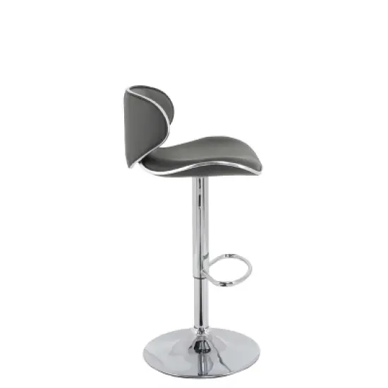 Set of 2 Curved Form Fitting Adjustable Bonded Leather Barstool Dark Gray - CorLiving image {4}