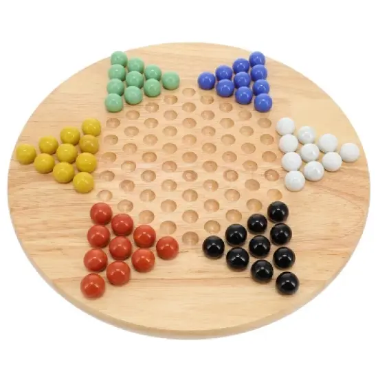 WE Games Solid Wood Chinese Checkers Set with Glass Marbles - 11.5 Inch image {1}