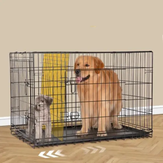 JIONJOY Double Door Dog Crate | Black image {3}