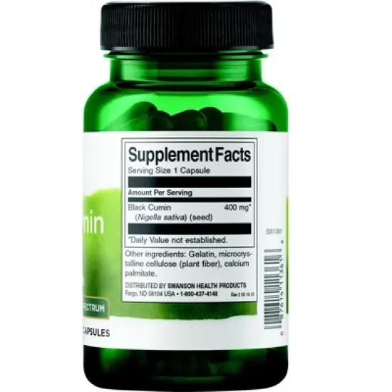 Swanson Herbal Supplements Black Cumin Seed 400 mg Capsule 60ct image {1}