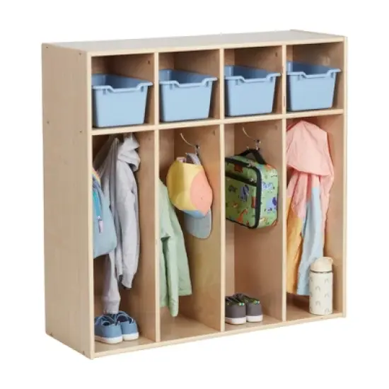 ECR4Kids Streamline 4-Section Coat Locker, Toddler Size, Kids Furniture, Natural image {2}