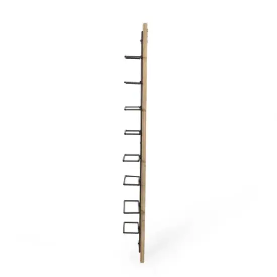 Toston Modern Industrial 8 Bottle Wall Mounted Wine Rack Natural/Black - Christopher Knight Home image {3}