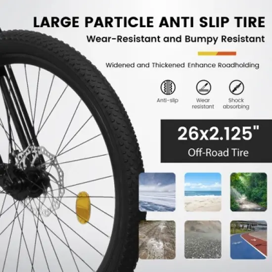 Gulches 26 Inch Mountain Bike, Curved Iron Frame, 21-Speed Drivetrain, Dual Shock Absorption, 26*2.12" Tires, Dual Disc Brakes image {7}