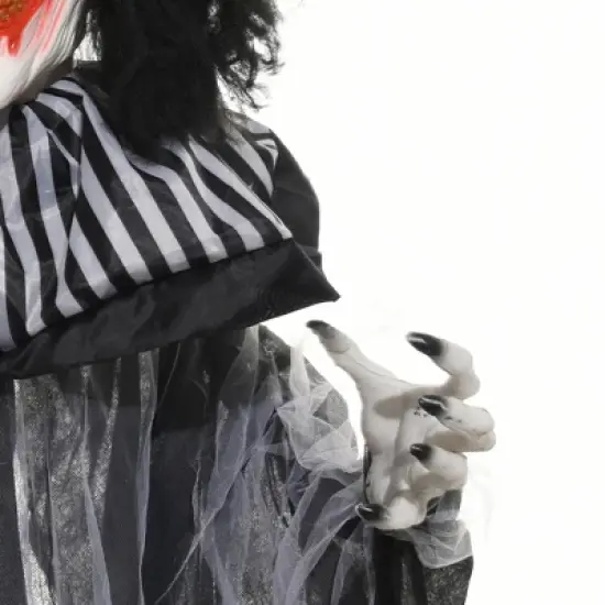 HOMCOM Classic Black and White Striped Clown, Outdoor Halloween Decoration with Sound & Motion Activated Light Up Eyes & Sound Effects image {5}