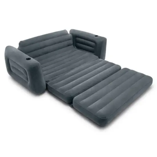 Intex Queen Size Inflatable Pull-Out Sofa Bed Sleep Away Futon Couch, Dark Gray image {1}