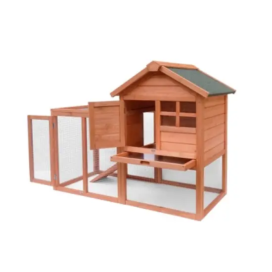 Gulches Easily-assembled wooden Rabbit house Chicken coop kennels,Light Brown image {6}