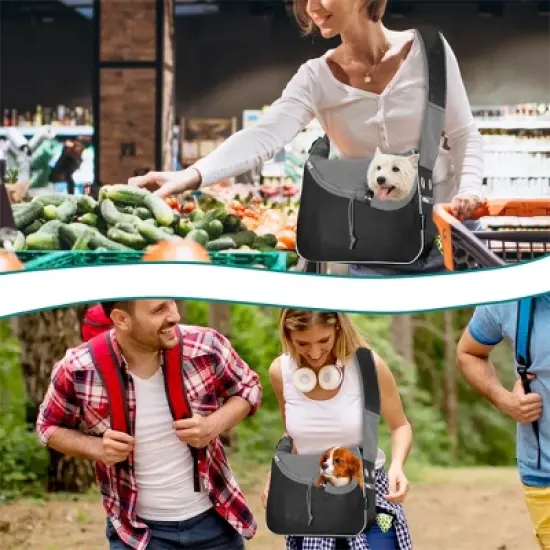 PetAmi Small Dog Sling Carrier, Soft Crossbody Puppy Carrying Purse, Adjustable Breathable Travel Pet Cat Pouch to Wear for Traveling image {5}