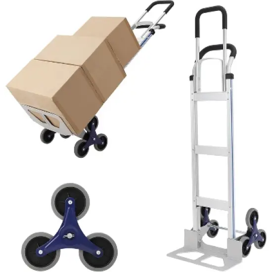 Heavy Duty 2-in-1 Aluminum Hand Truck with Stair Climbing Triangle Wheels &ndash; 650 Lb Capacity Convertible Dolly with Dual Handles image {6}