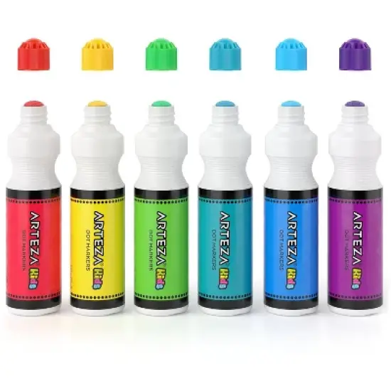 Arteza Kids Dot Markers 75ml, Alphabet/Numbers/Shapes Book, 7 Pieces image {1}