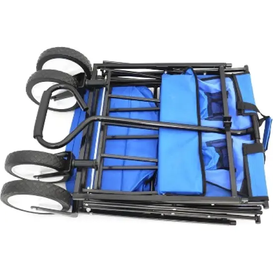 Acekool Folding Wagon Cart with Detachable Canopy, 150lb Capacity, 360&deg; Rotating Wheels, Portable Outdoor Cart for Beach, Garden, Camping, Red image {5}