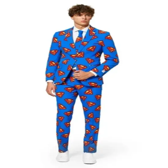 OppoSuits Men's Suit - Superman - Blue image {2}